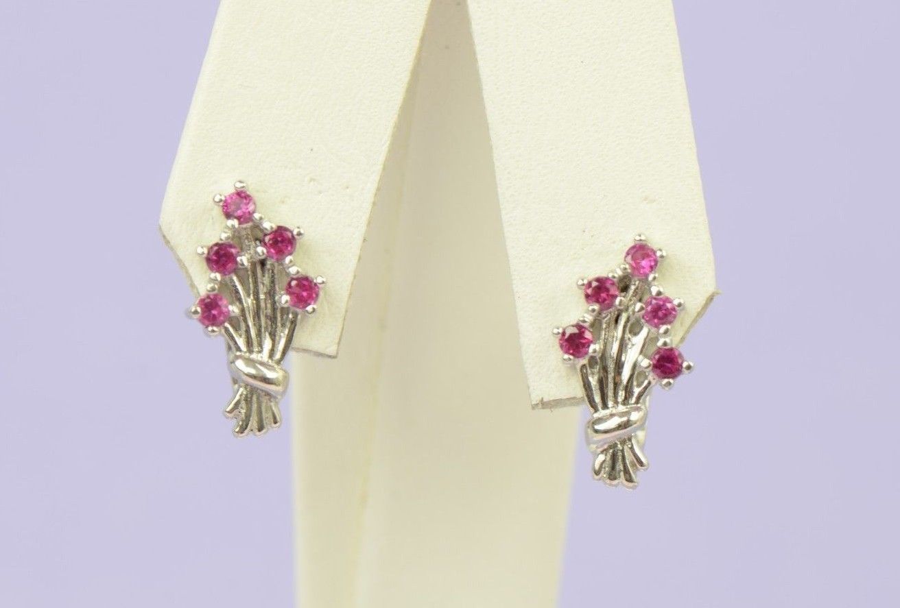 925 Silver Silver Dangling Birthstone Flower Leverback Earrings