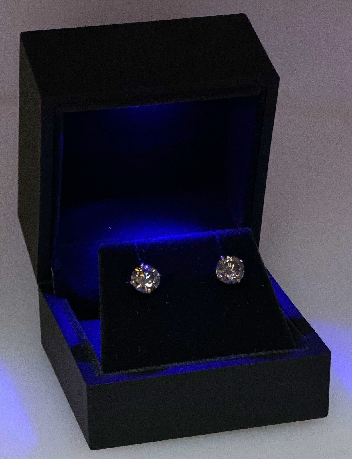 14K Gold GRA Certified D-VVS1 Round Grey Moissanite Screw Back Studs Earrings
