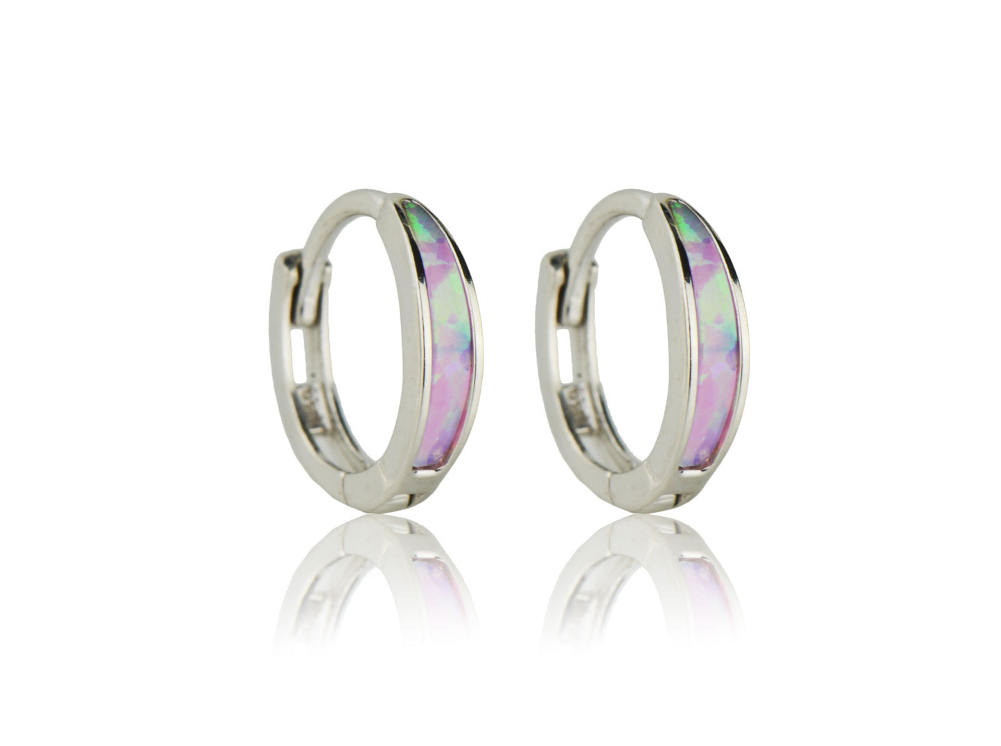 .925 Sterling Silver Opal Huguie Earrings