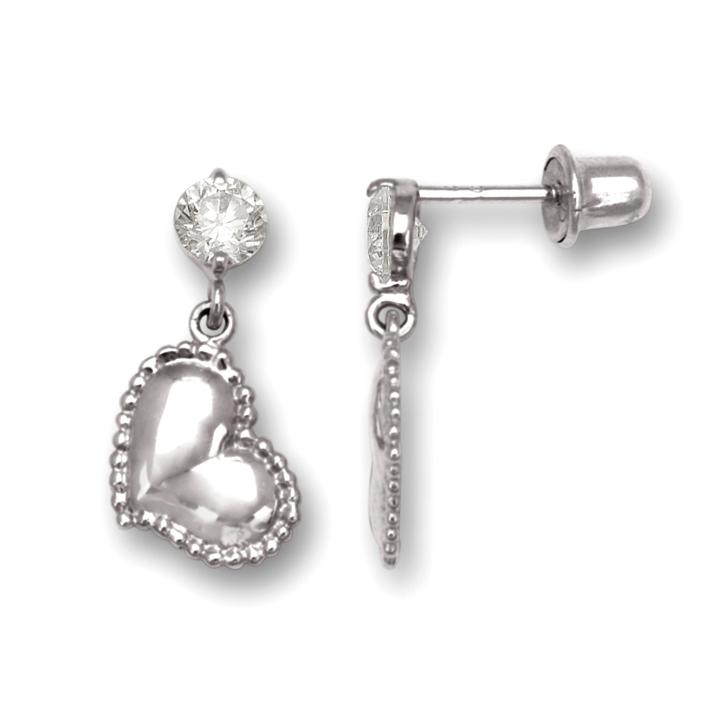 14K Yellow & White Gold Heart Shape Earrings for Women