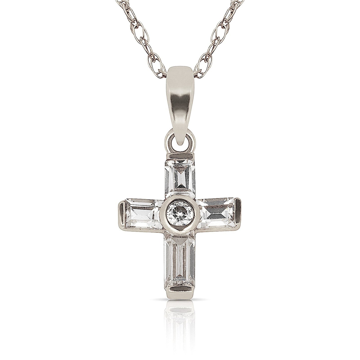 14K Yellow & White Gold Cross Pendant for Women