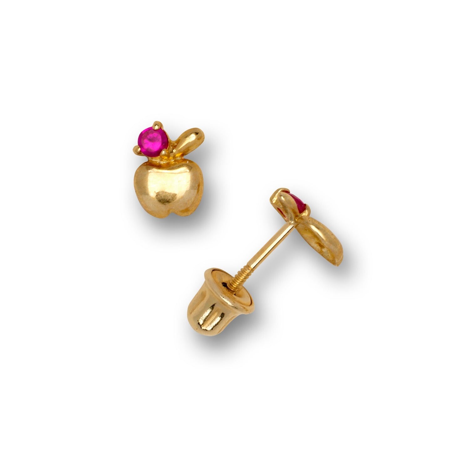 14K Yellow Gold Small Tiny Apple Shaped Pretty Studs Earrings for Girl