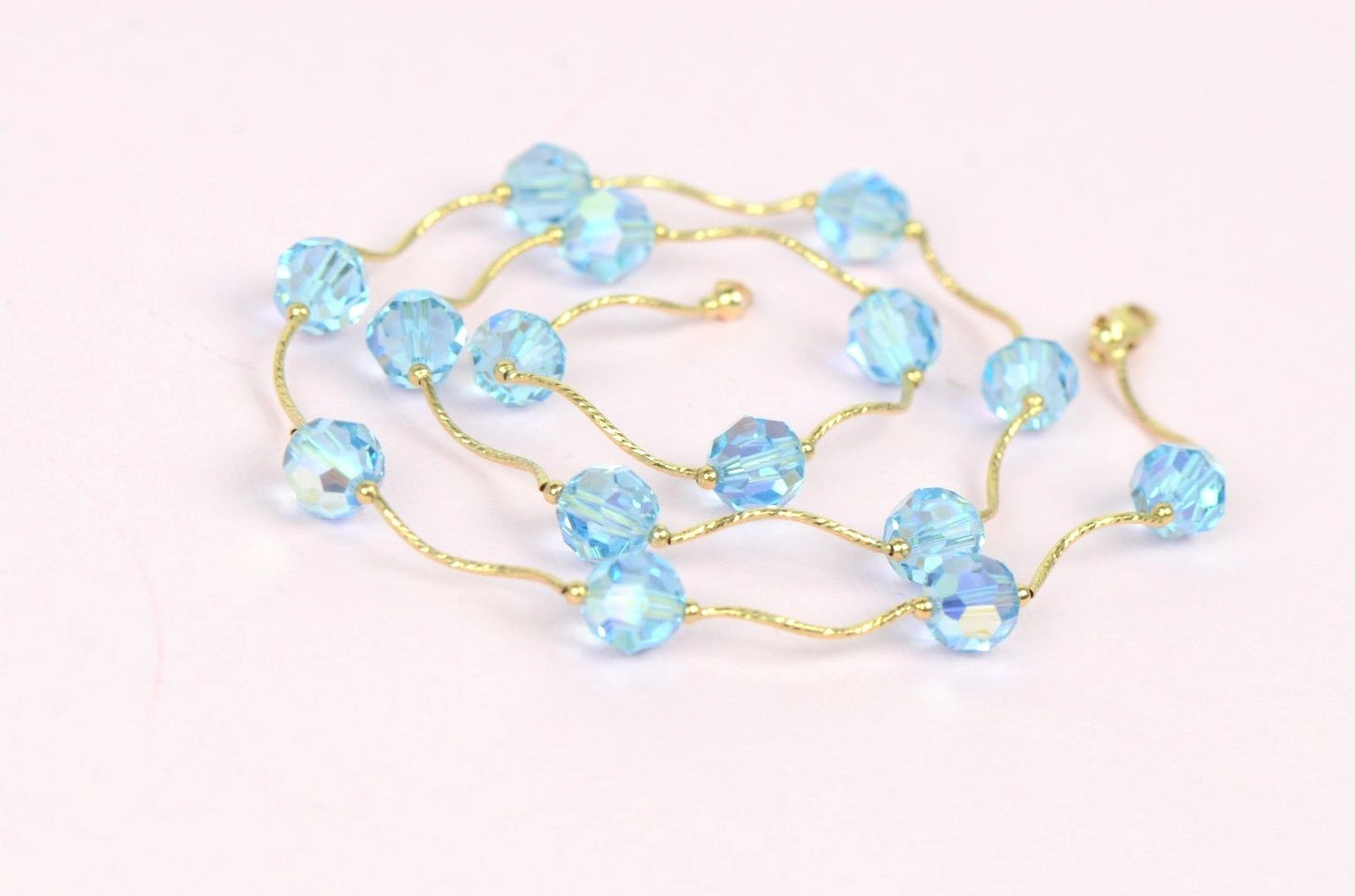 14kYellow Gold swarovski crystals Beads 3pcsWomen Set:Necklace,Bracelet,Earrings