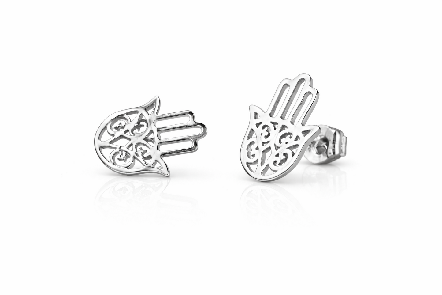 14K Yellow Gold Hamsa Earrings with Push Back.