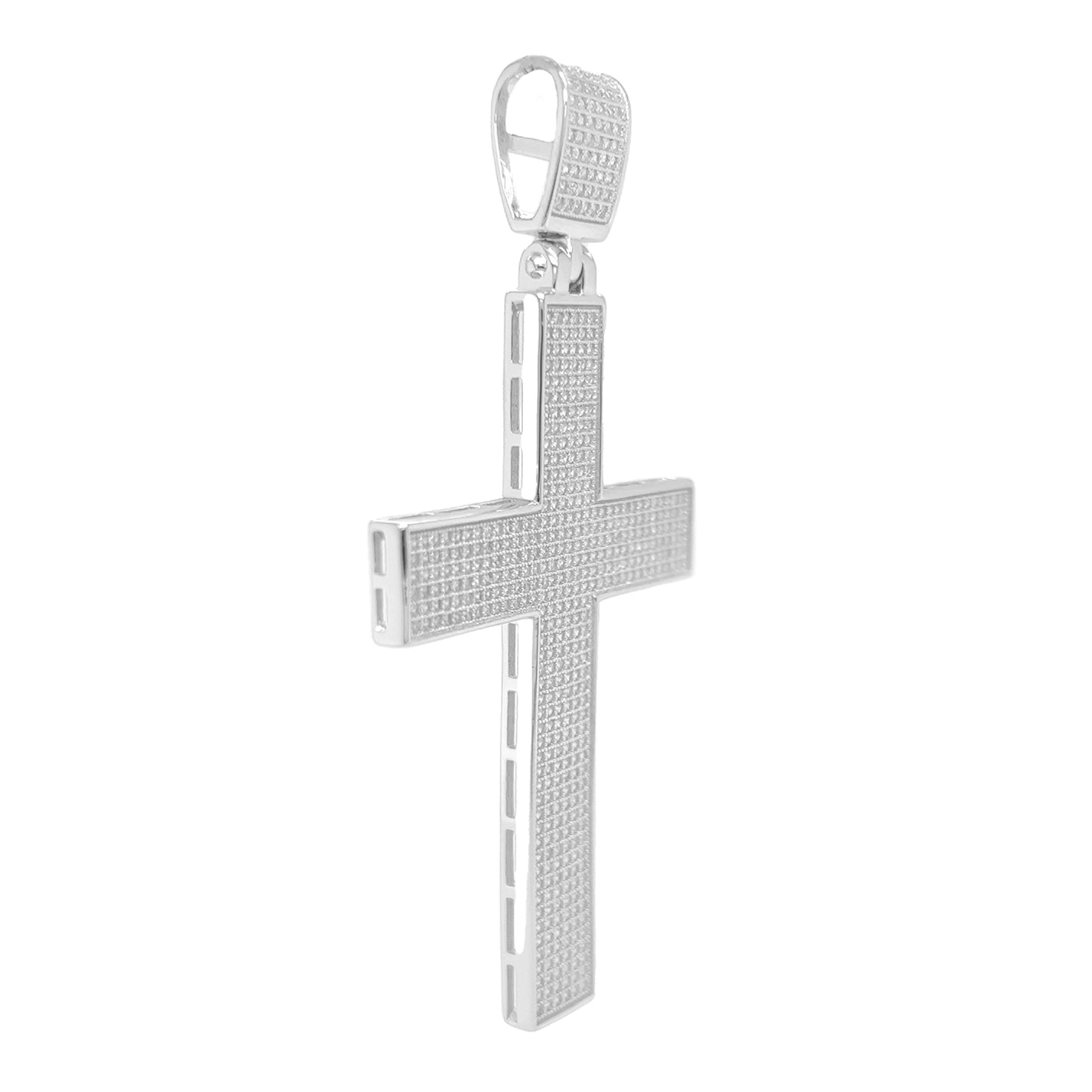 925 Sterling Silver Charm Cross Pendant with CZ for Men and Women