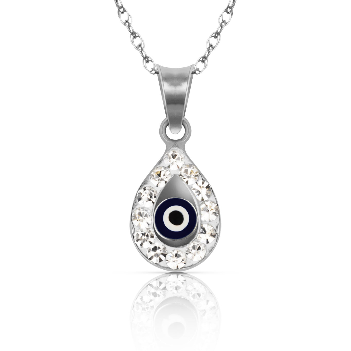 14k Yellow or White Gold CZ Pear Shape Evil Eye Pendants
