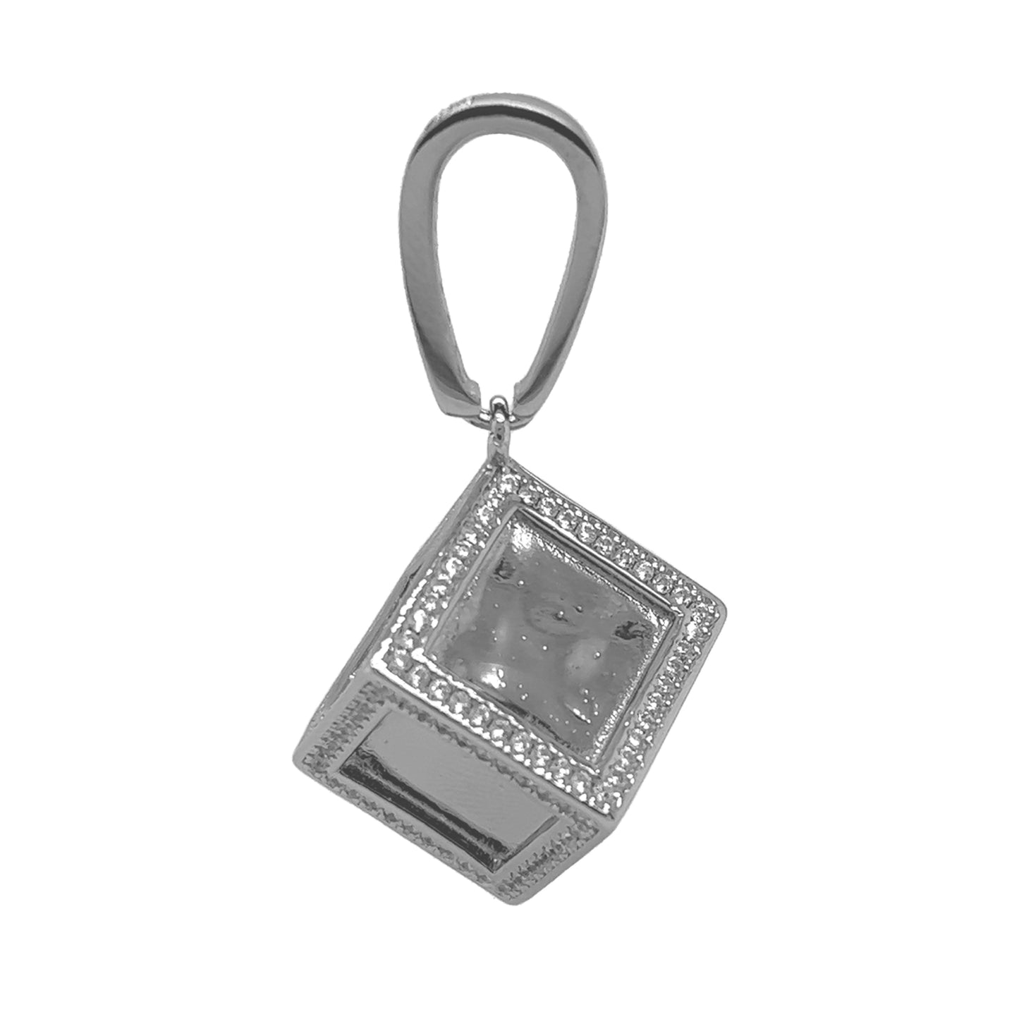 925 Sterling Silver CUBE Charm Pendant