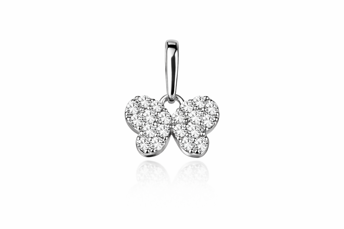 14K Yellow or White Gold Butterfly CZ Pendant
