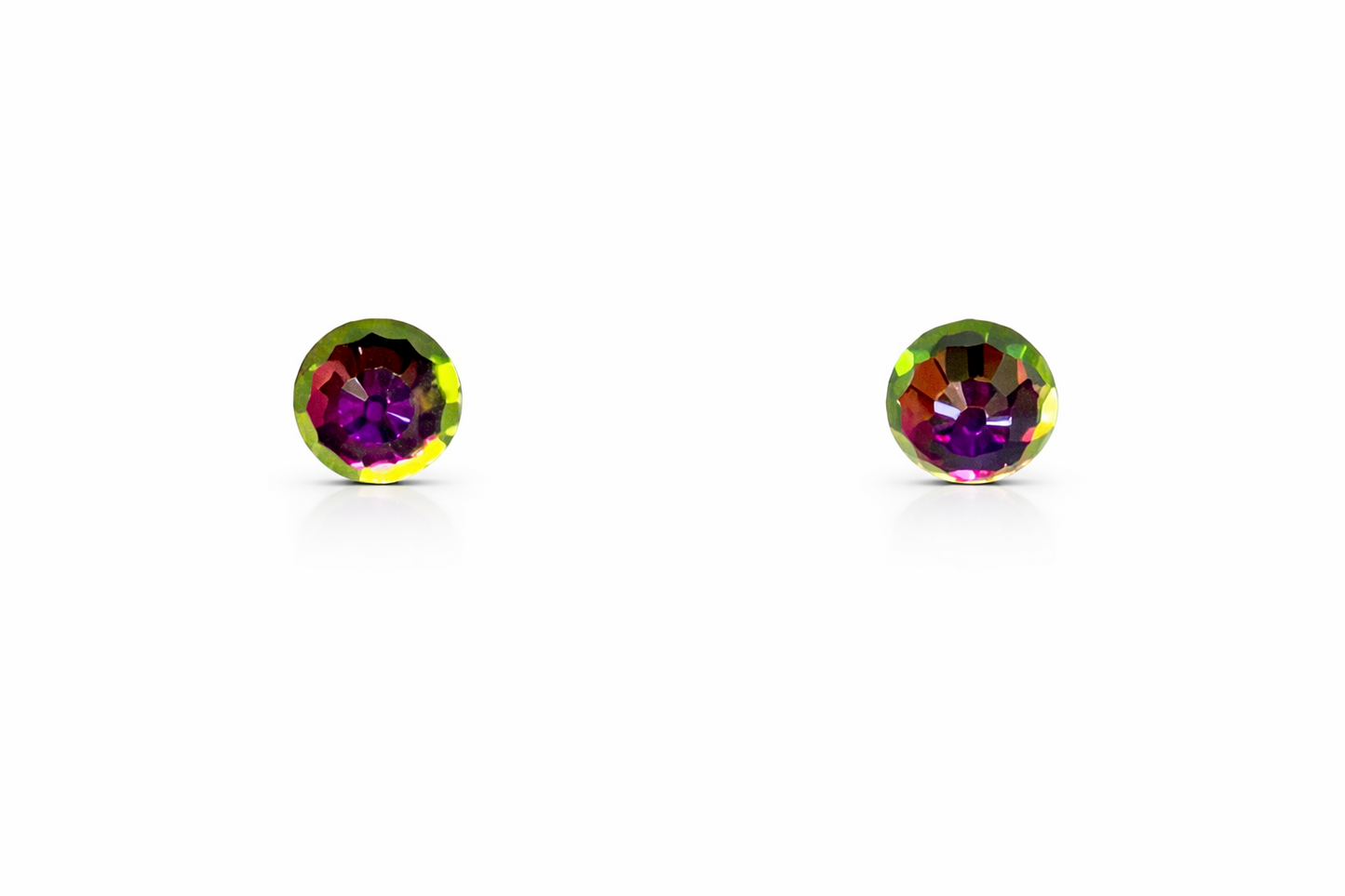 14k Yellow Gold Round Beautiful Tornasol Stud Earrings for Women