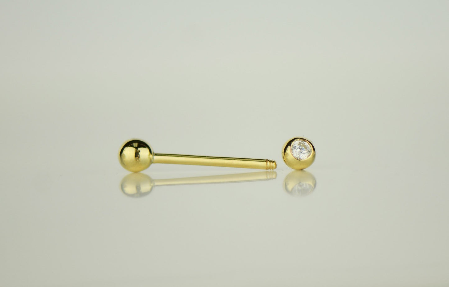 14k Yellow or White Gold Ball Barbell Bar Tongue Body Jewelry Piercing
