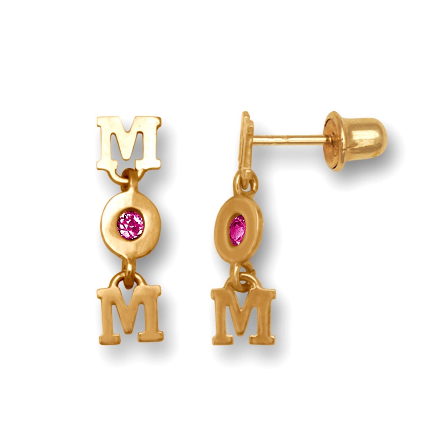 14K Yellow Gold Mom Fashion Earrings for Women