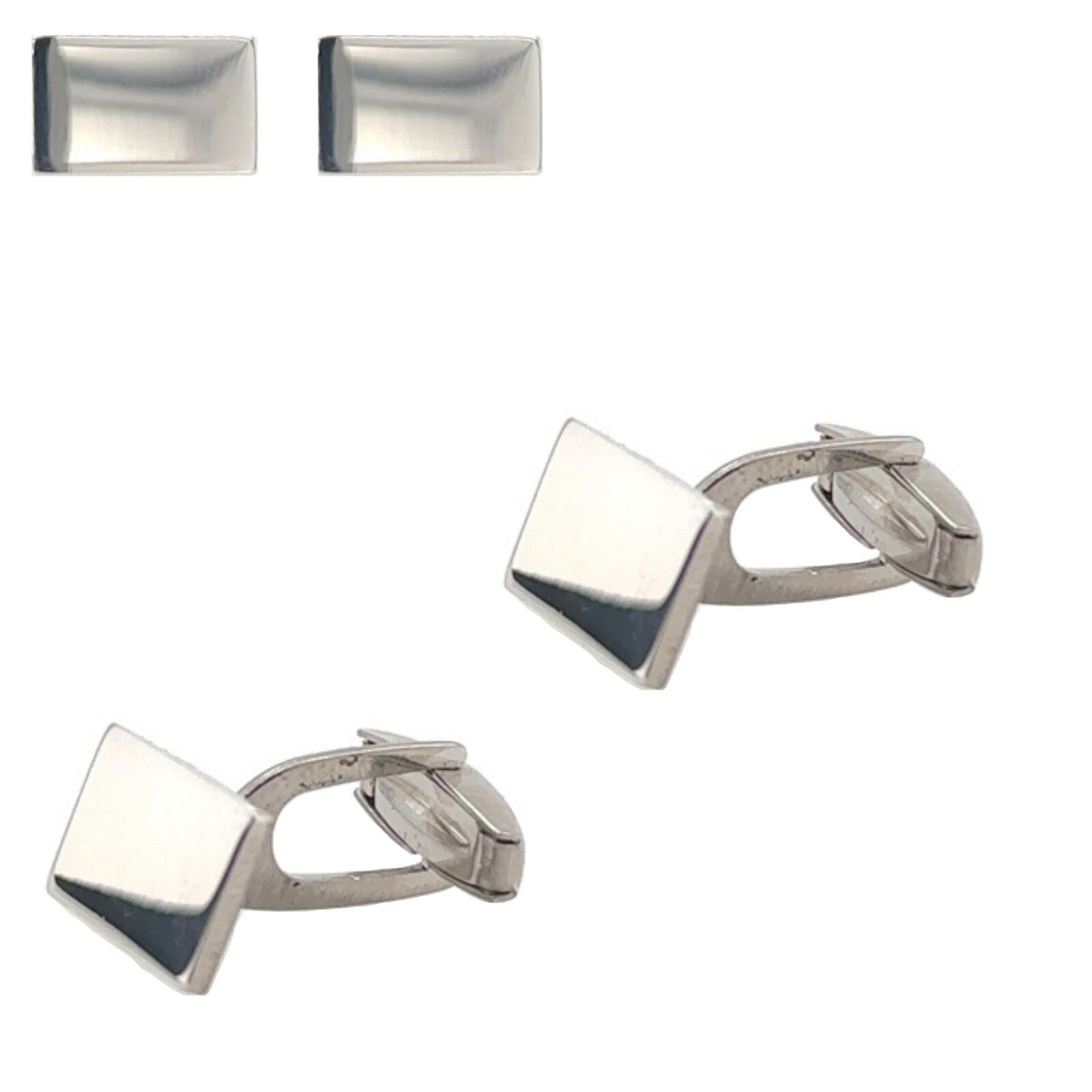 925 Sterling Silver Italy Rectangle Cufflinks