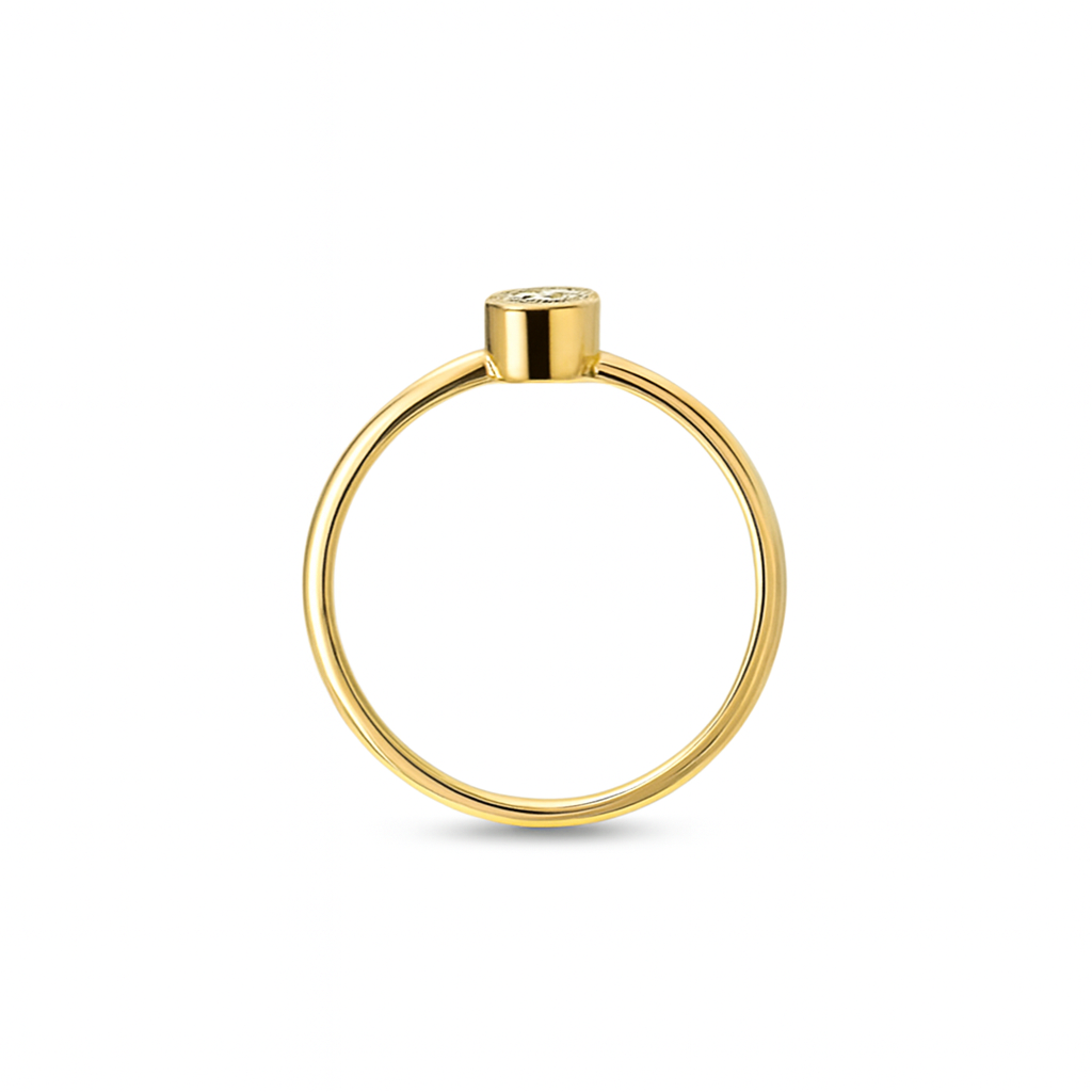 14K Solid Yellow Gold Bezel Nose Ring Hoop with 2mm CZ Stone