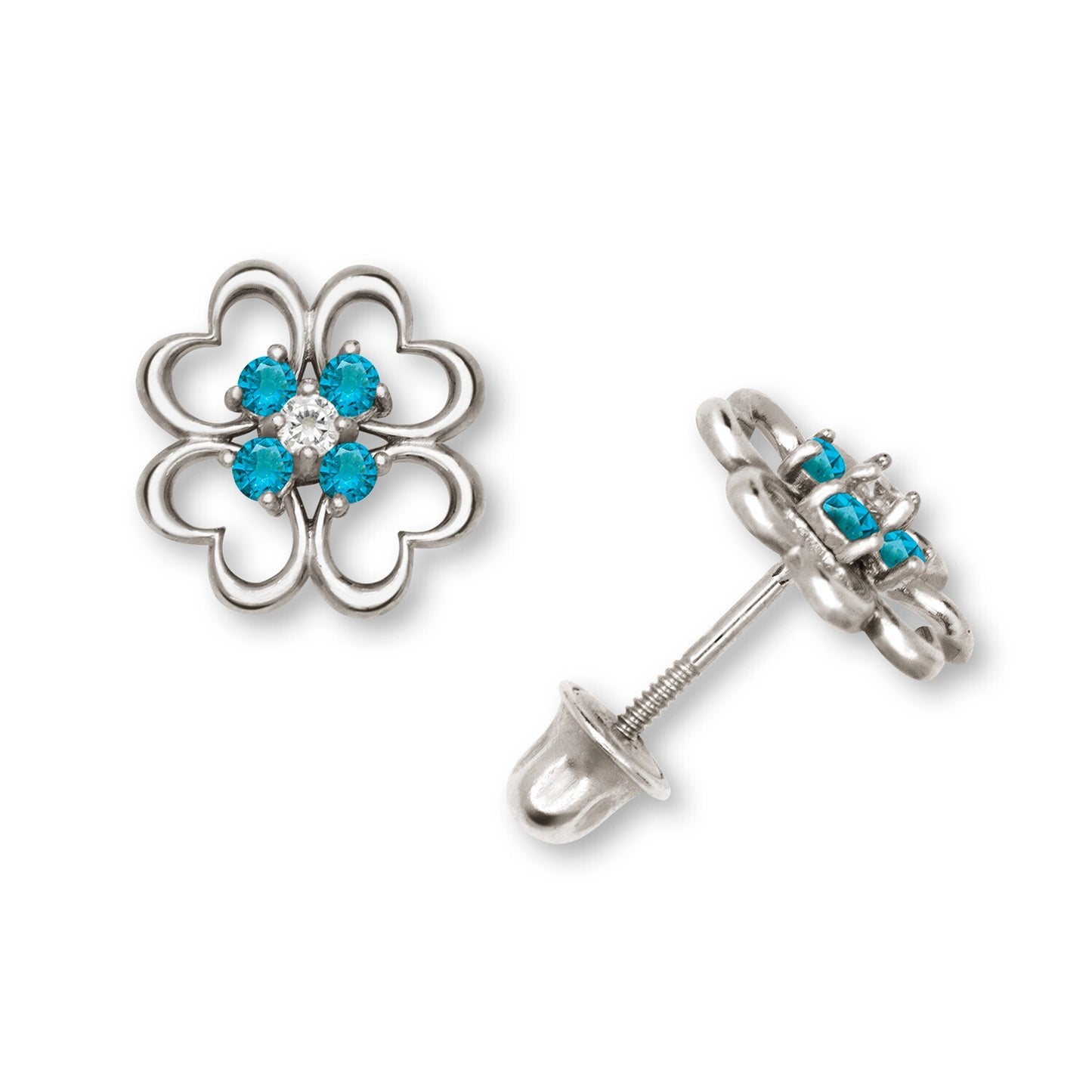 14K Yellow & White Gold Elegant Flower Stud Earrings for Women