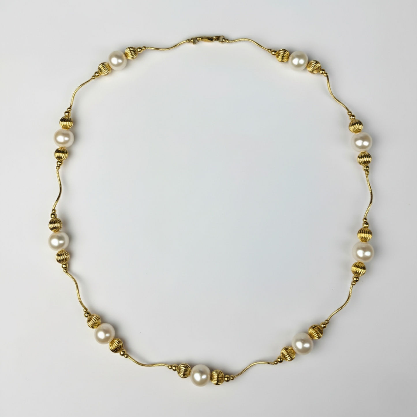 14K Yellow Gold Genuine White Pearl Necklaces for Women Elegant Jewelry Gift
