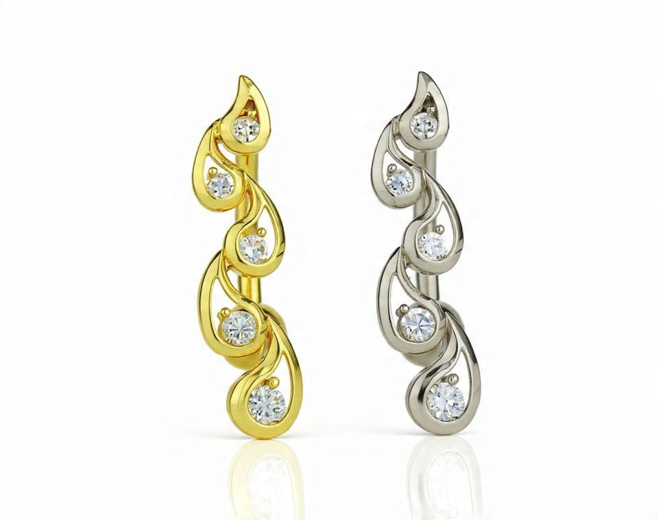 14k Yellow or White Gold Vertical Drop Top Down Belly Botton Ring