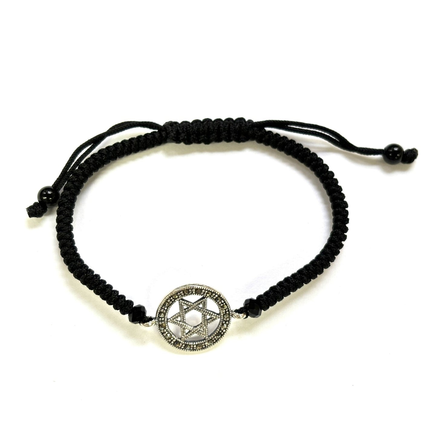 925 Sterling Silver String Bracelet Star of David 6" Adjustable to 11"