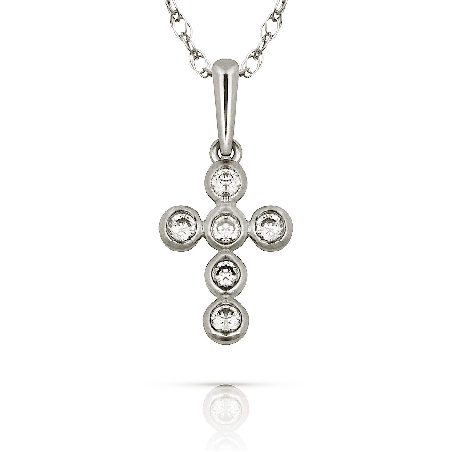 14K Yellow & White Gold Brilliant Round Cut Cross Pendant For Women