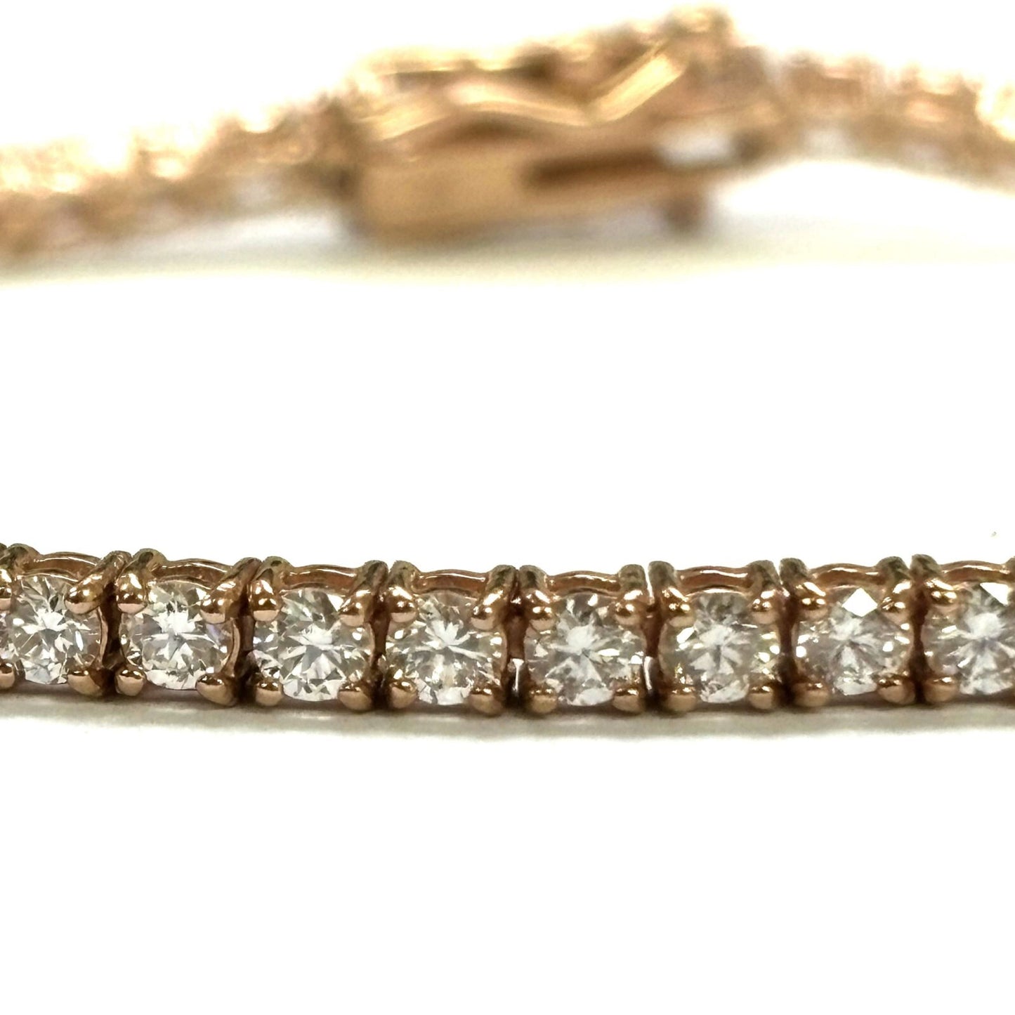 14K Rose Gold Round Lab Grown Diamond Tennis Bracelet 7 Inches