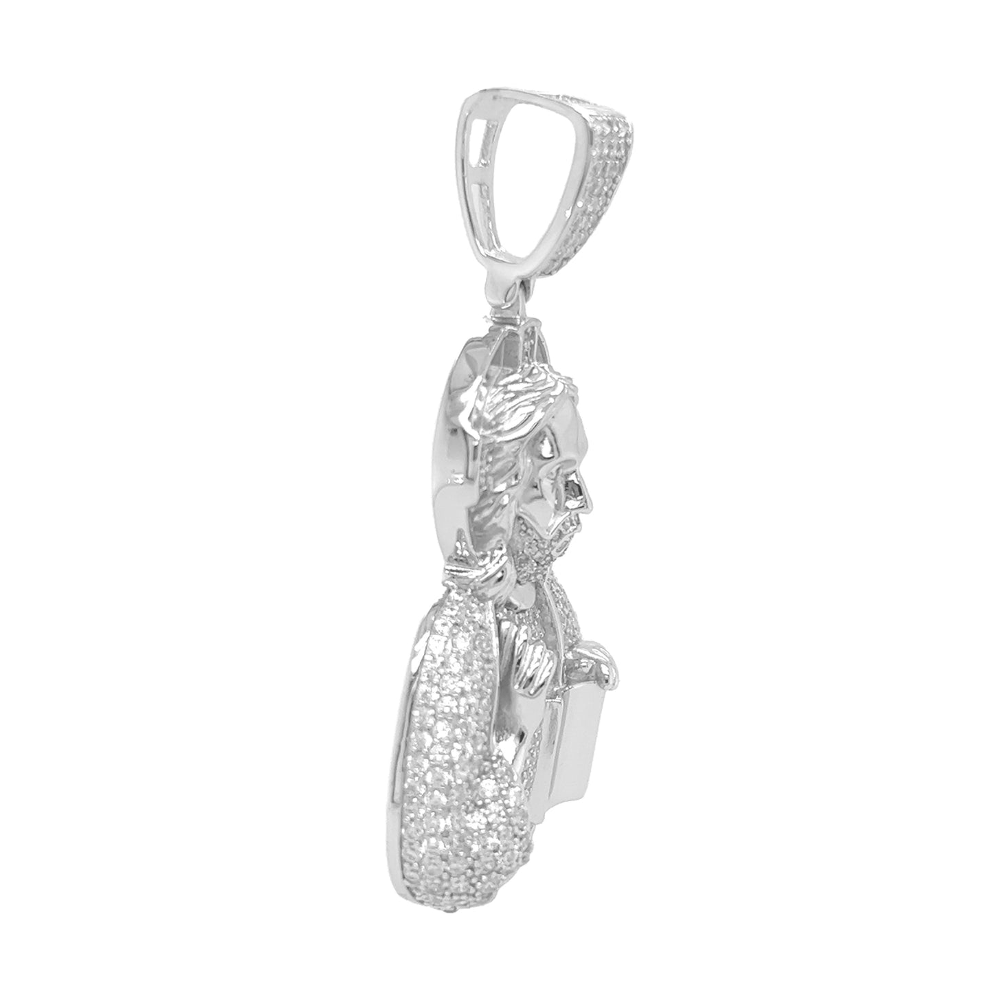 925 Sterling Silver Jesus with CZ Charm Pendant