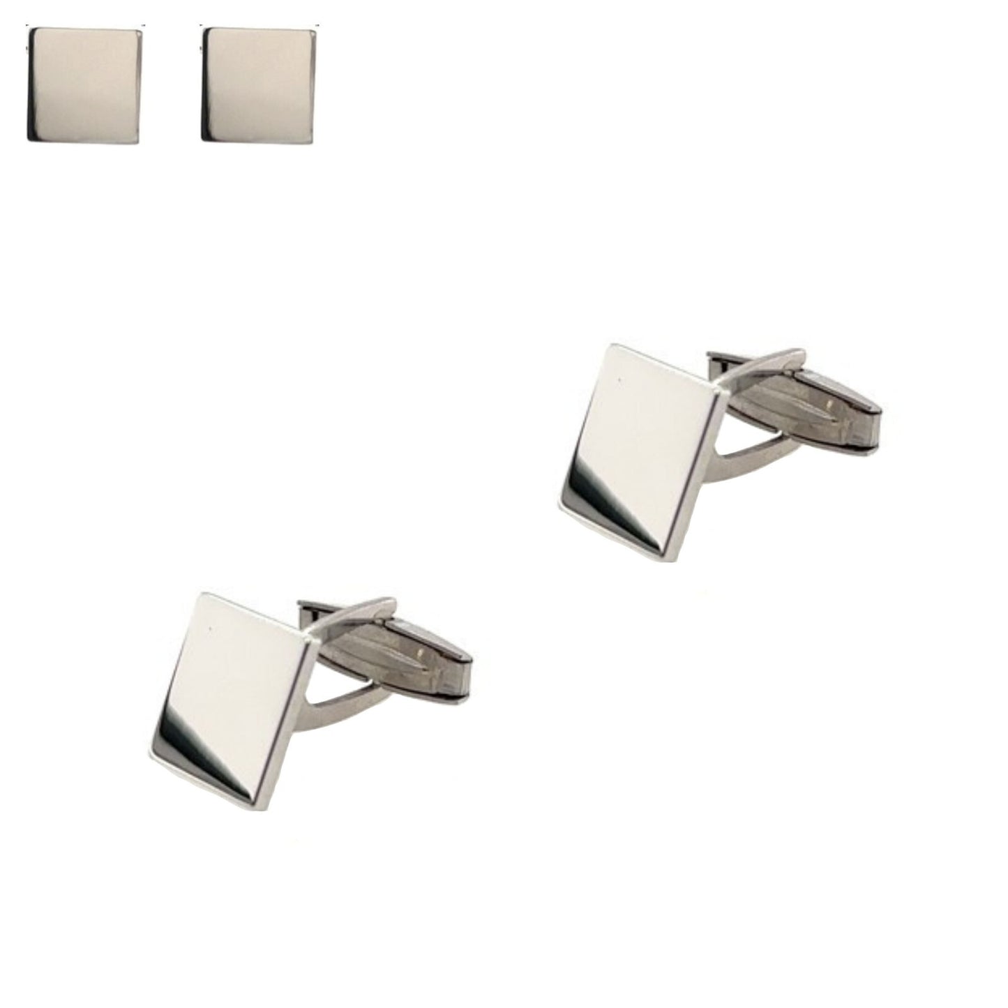 925 Sterling Silver Italy Square Cufflinks