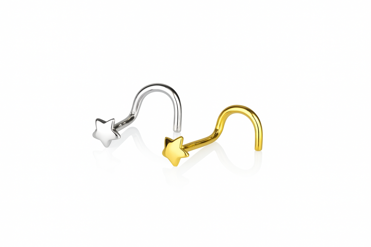 14k Yellow or White Gold Star Nose Piercing Stud