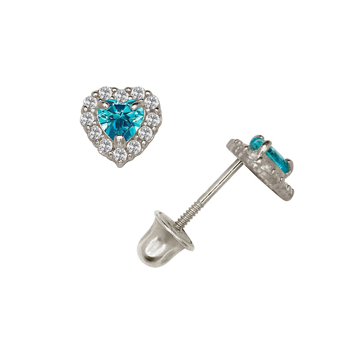 14K Yellow & White Gold Small Gorgeous CZ Heart Shaped Stud Earrings for Women