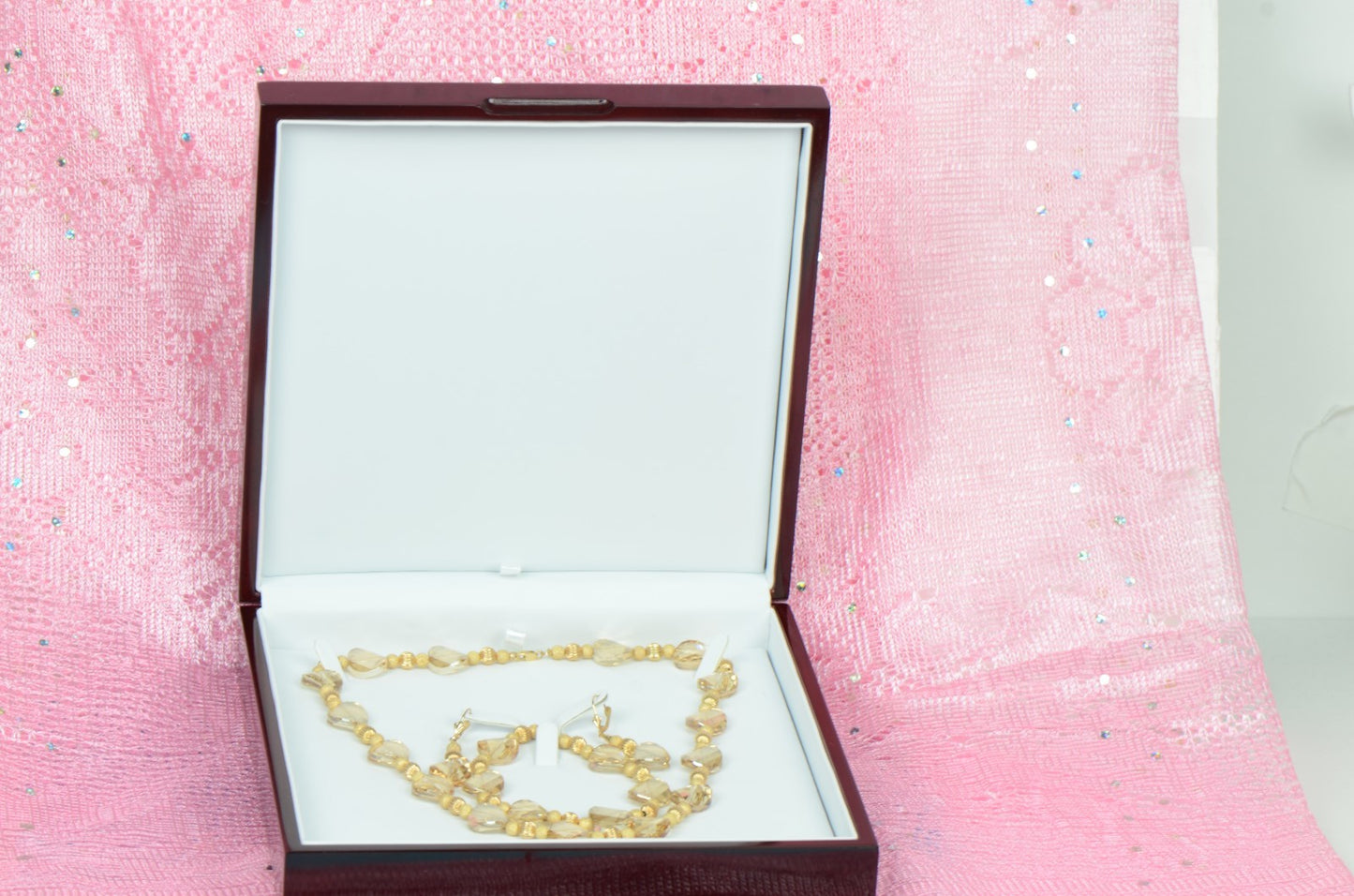 14kYellowGold GenuineSwarovski Crystal Element Beaded Necklace,Bracelet,Earrings