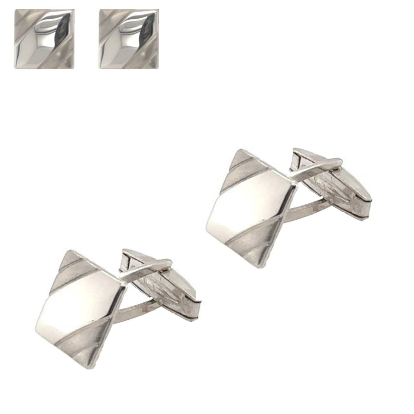 925 Sterling Silver Italy Square Cufflinks