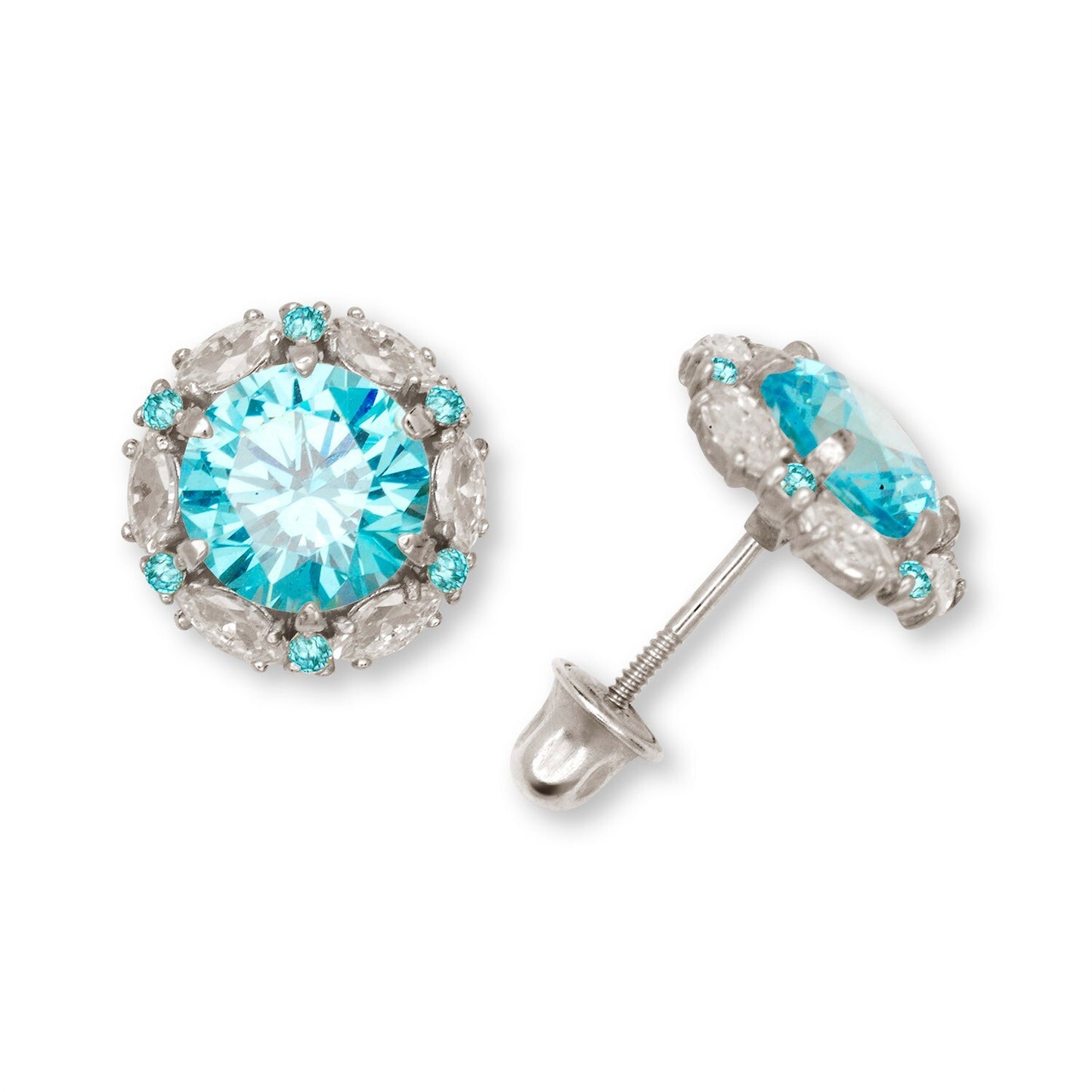 14K Yellow & White Gold Round Shaped Pretty Earrings for Women