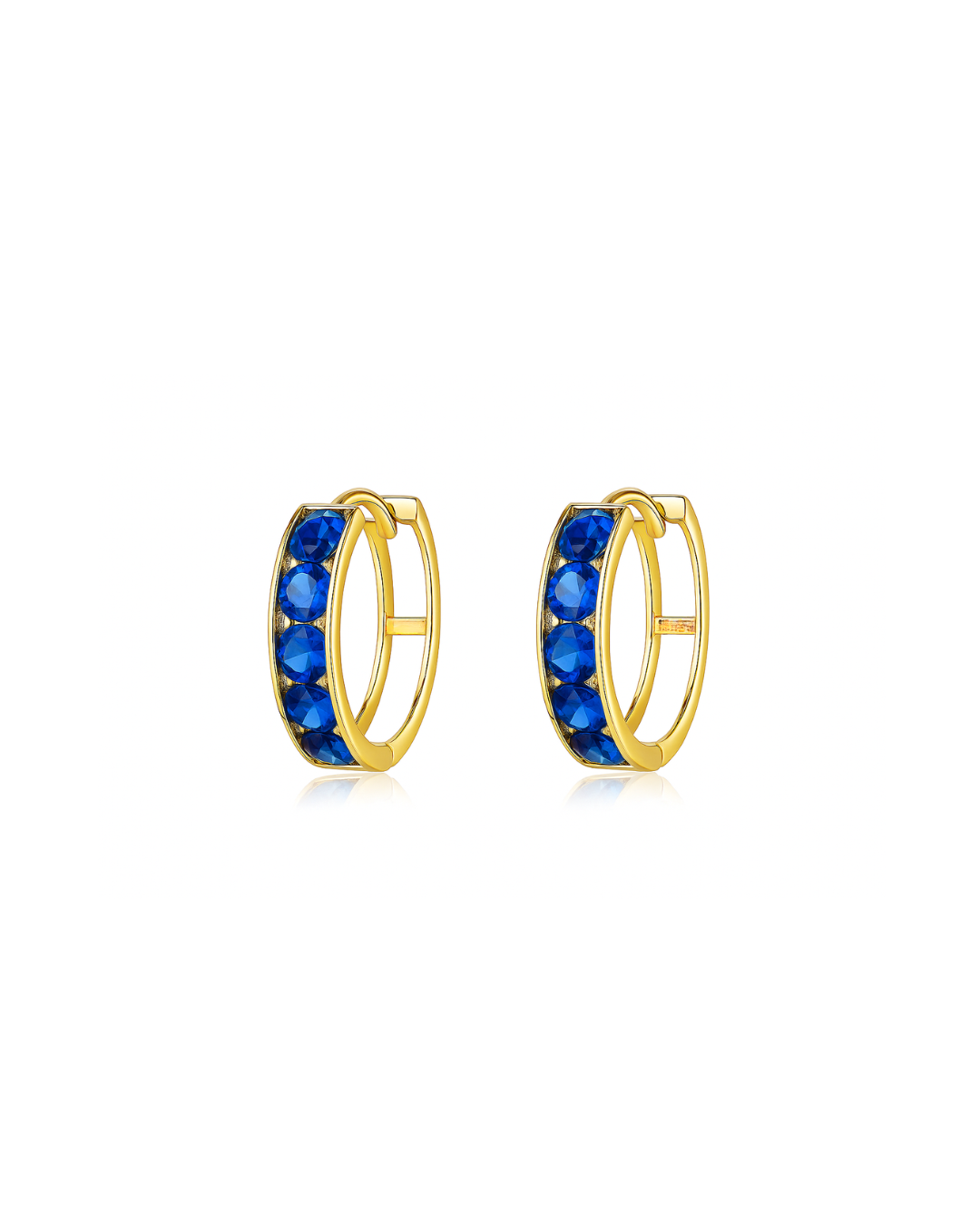 14k Yellow Gold CZ Birthstones Huggie Earrings