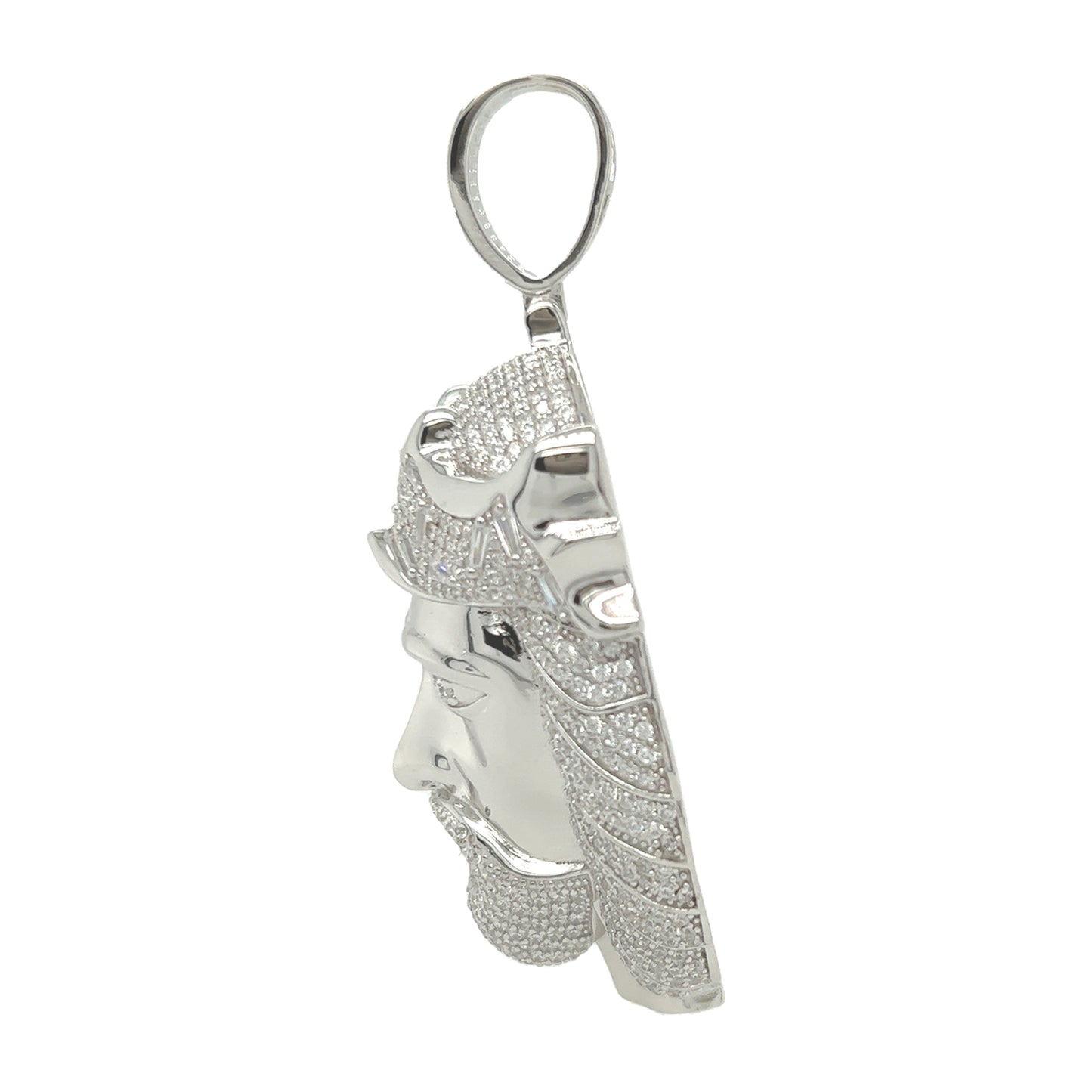 925 Sterling Silver Jesus Head with Tourmaline CZ eyes Charm Pendant