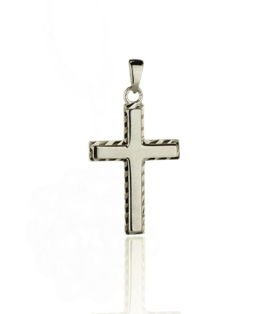 14k Yellow and White Gold Diamond Cut Cross Pendants