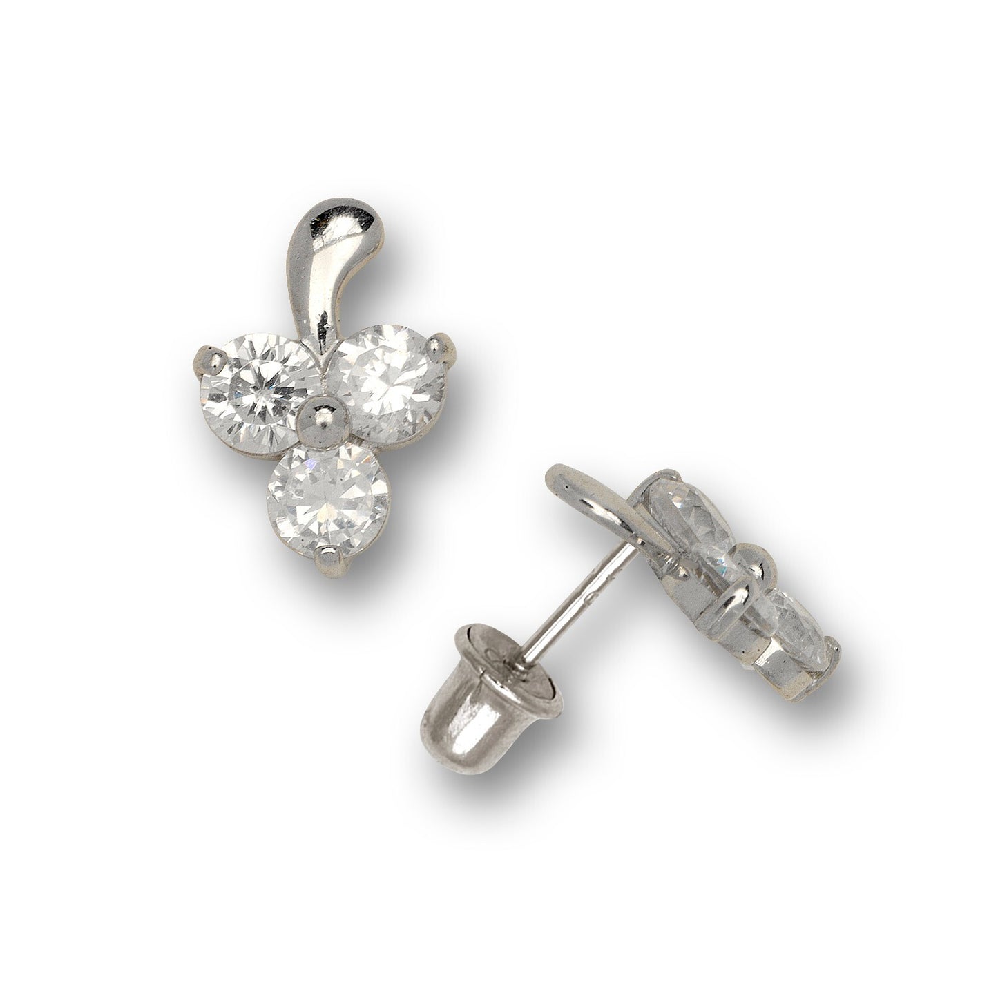 14K White Gold Adorable Trio Shaped Beautiful earrings for Women
