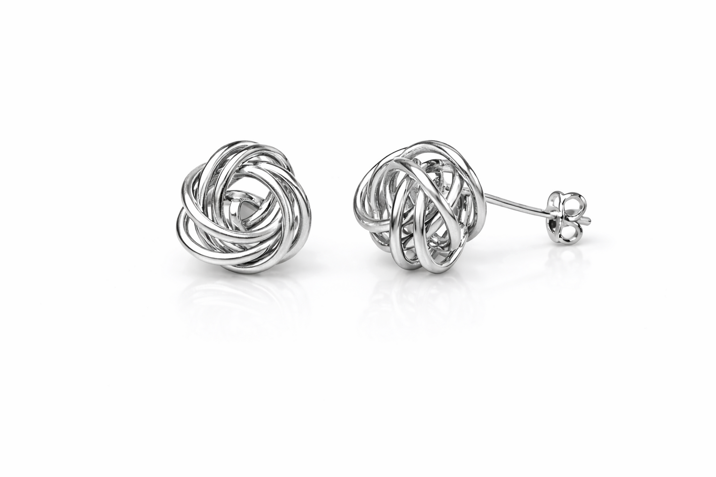 14K Yellow and White Gold Polished Love Knot Stud Earrings