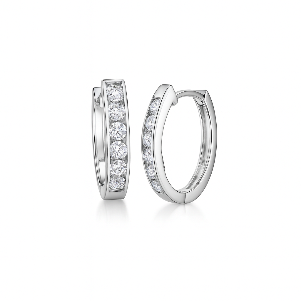 14k Yellow and White Gold Double Sided Huggie Oval Earrings