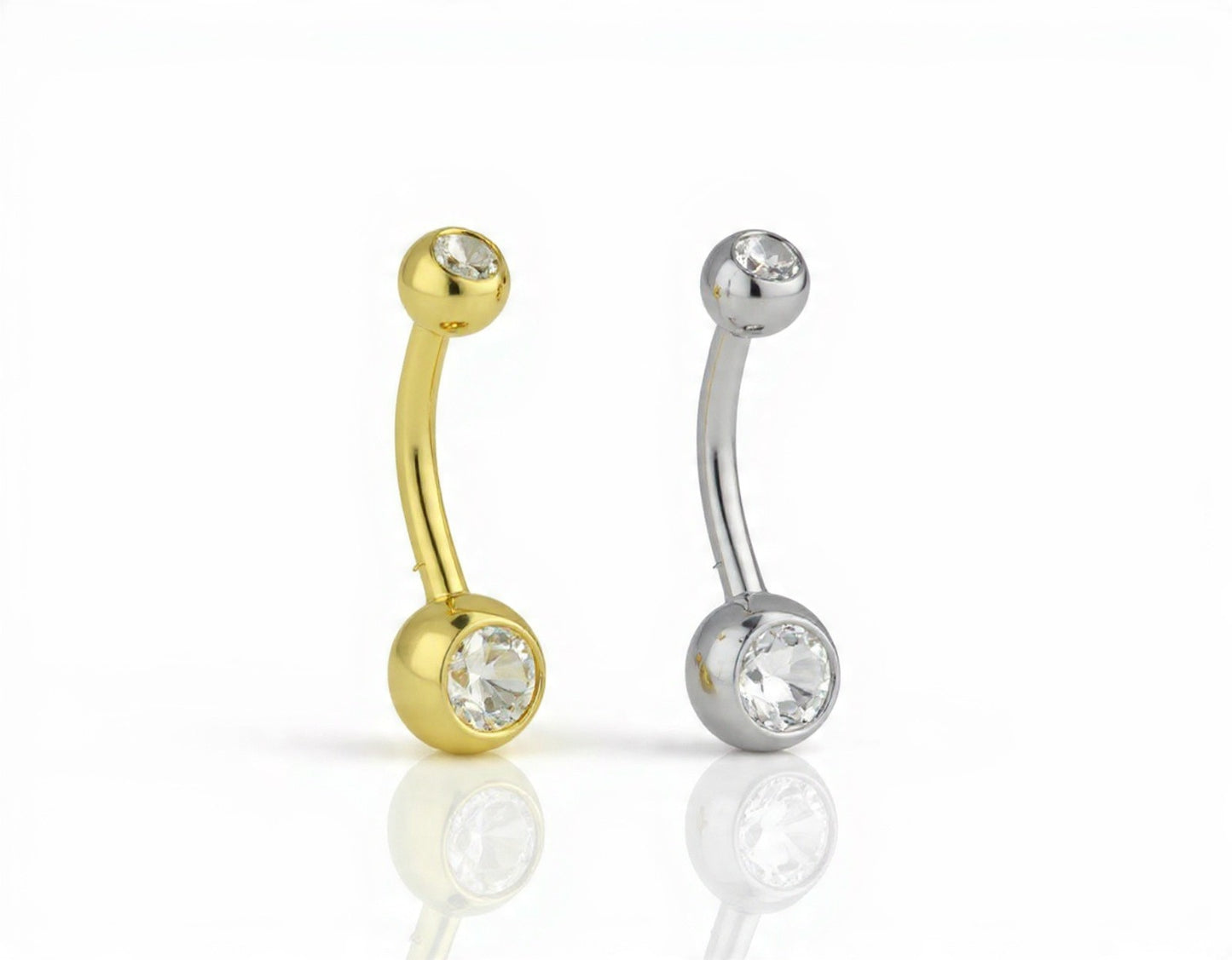 14k Yellow or White Gold CZ Belly Button Ball Body Jewelry Piercing