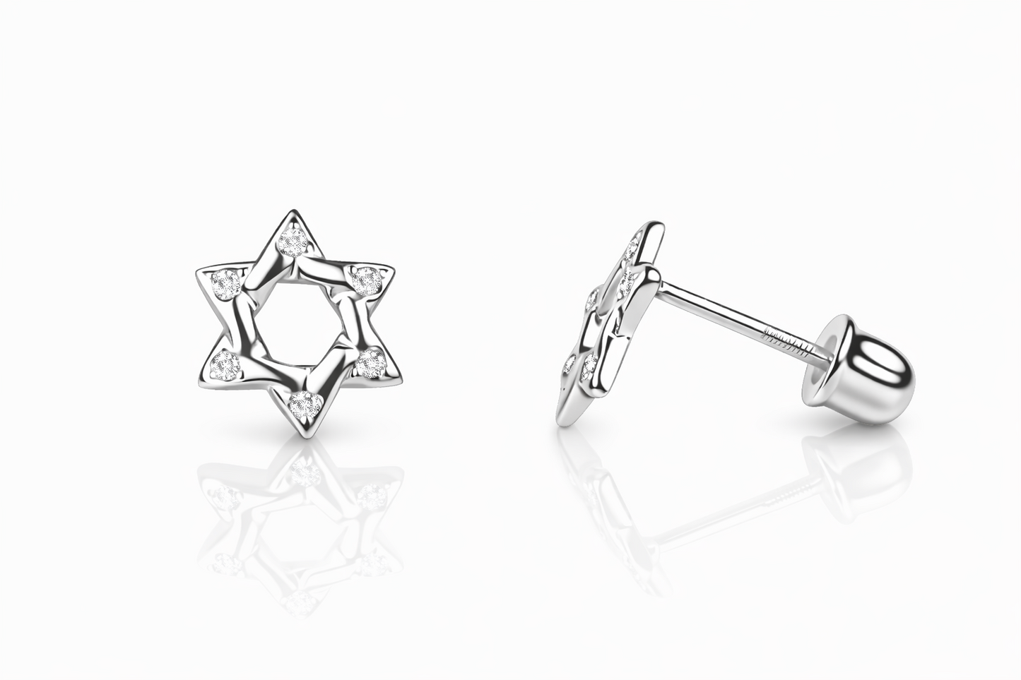 14k Yellow Gold Star of David Stud Earrings