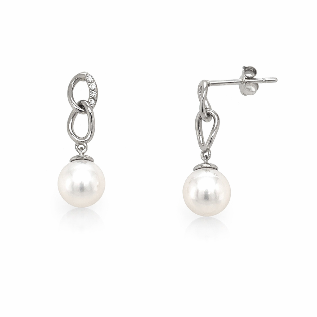 14K Yellow/White Gold Dangle Genuine Natural Pearl Push Back Earrings