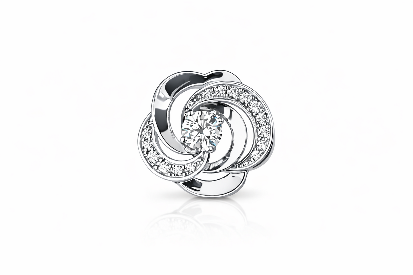 14k Yellow and White Gold CZ Flower Pendant