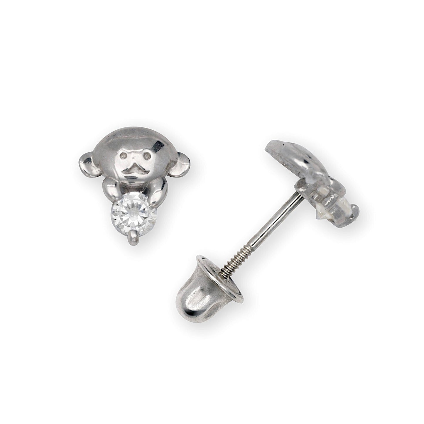 14K Yellow & White Gold Adorable Monkey Shaped Studs Earrings for Girls