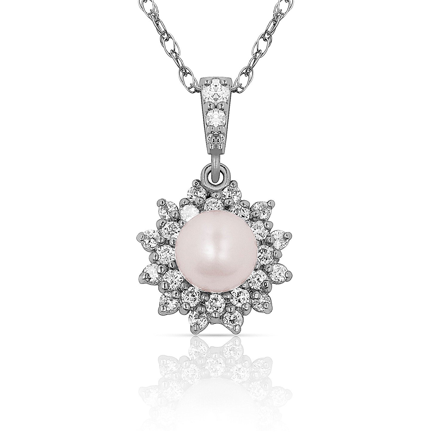 14K Yellow & White Gold Freshwater Pearl Pendant For Women