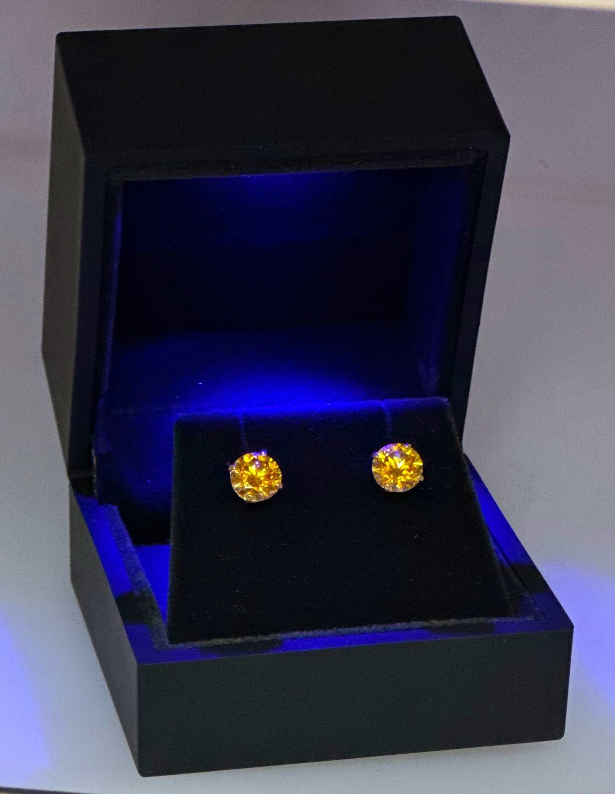 14KGold GRACertifiedD-VVS1 Champagne Moissanite Martini PushBack Stud Earrings