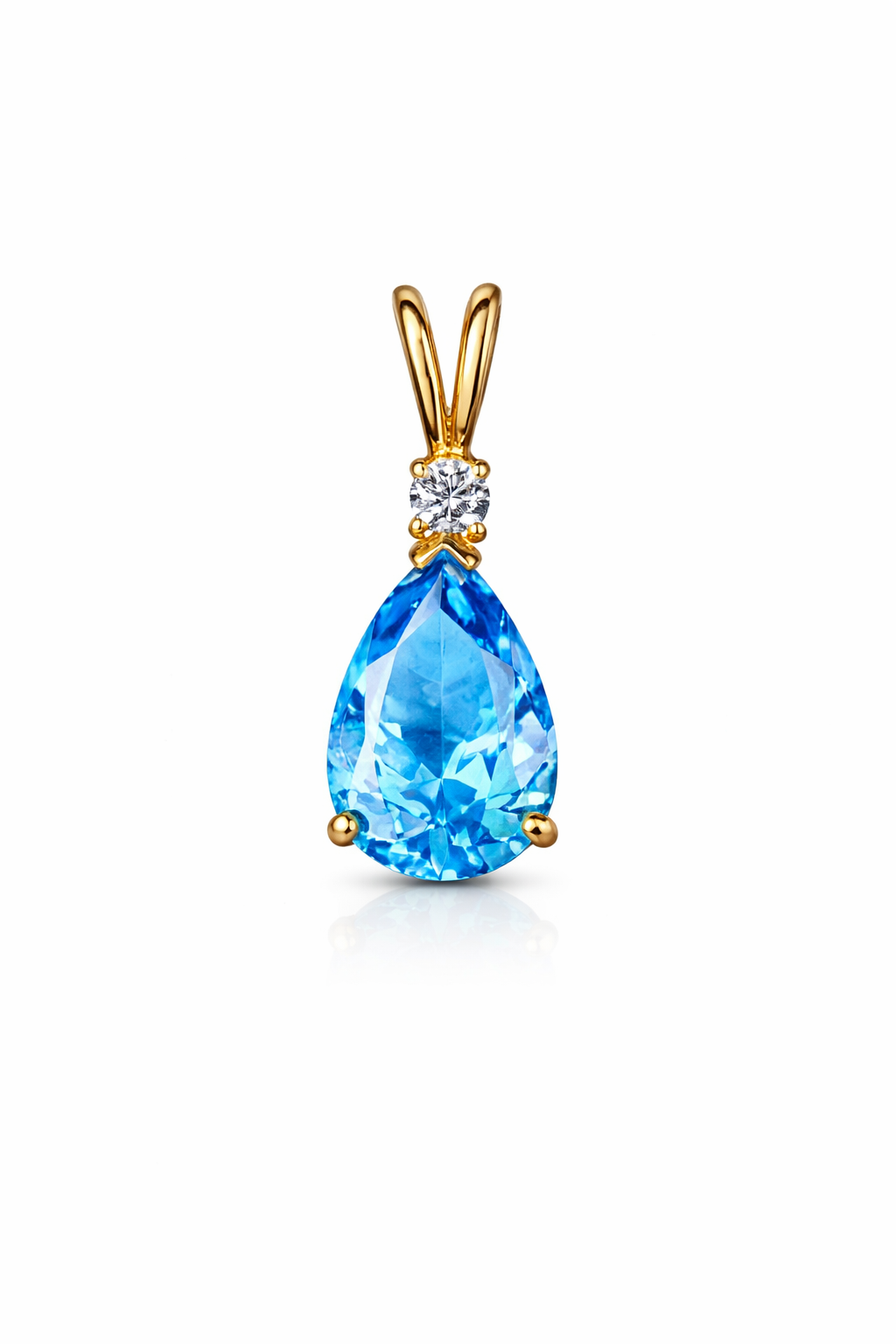 14k Yellow Gold Pear CZ Birthstone Pendant