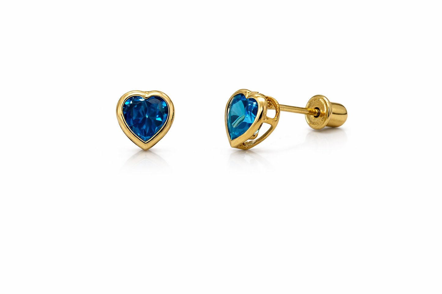 14K Yellow Gold Heart Bithstone Stud Earrings 5mm x 5mm