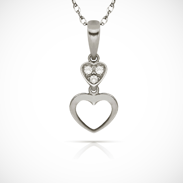 14K Yellow & White Gold Madi K CZ Hearts Dangle Pendant For Women
