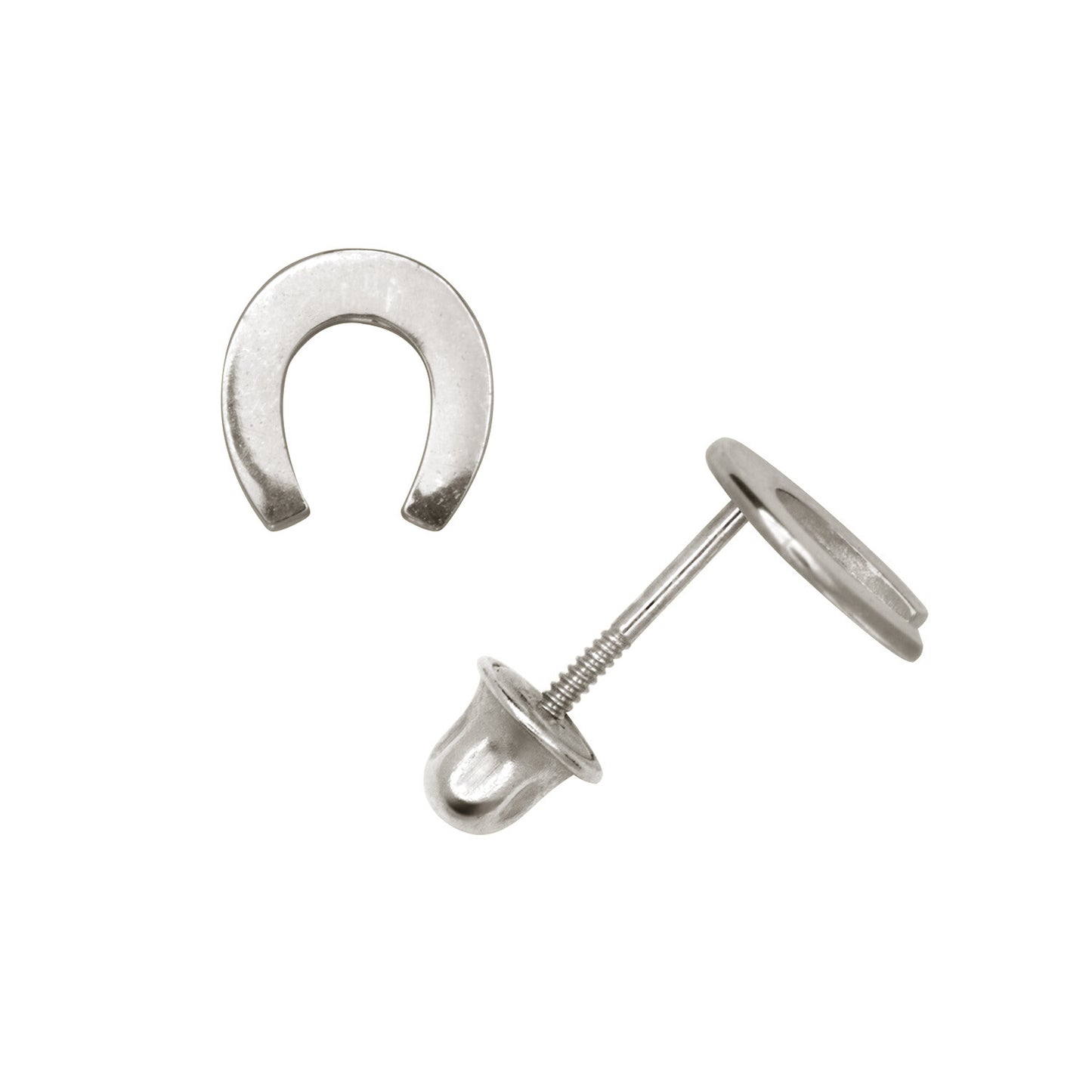 14K Yellow or White Gold Horse Shoes Earrings with Screw Back.