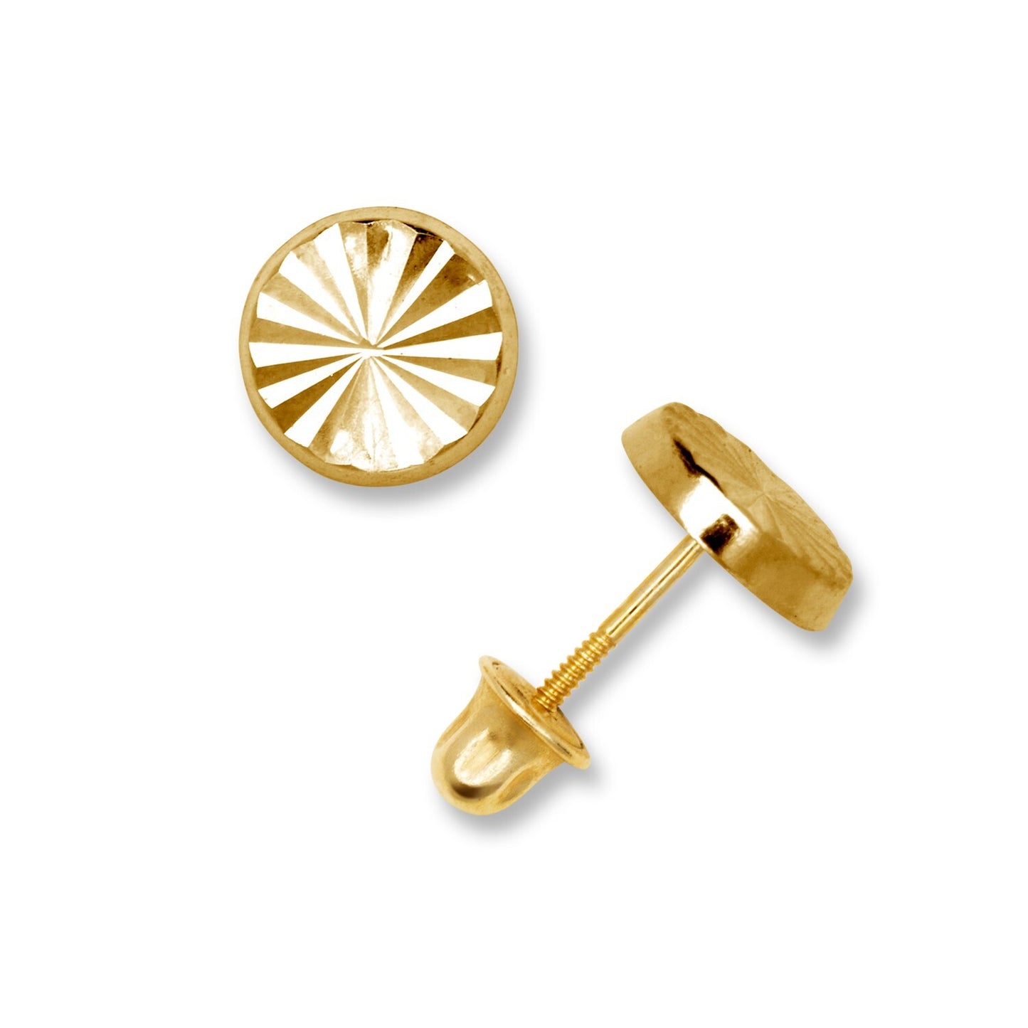 14K Yellow Gold Round Shaped Unique Stud Earrings For Women