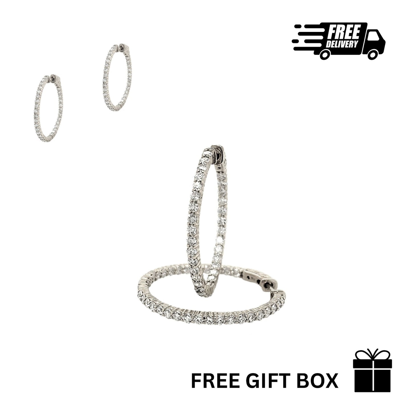 14k Yellow and White Gold Lab Grown Diamond Huggie Hoop Earrings