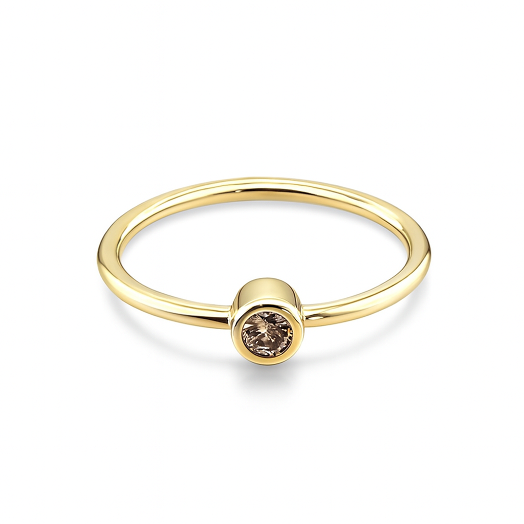 14K Solid Yellow Gold Bezel Nose Ring Hoop with 1.5mm CZ Stone